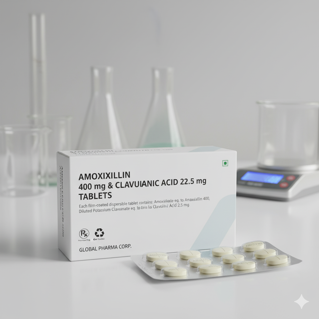 Amoxycicillin 400 mg and clavulanic acid 28.5 mg 